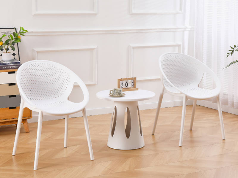 3-Piece Set Modern Perforated Bistro Chair & Coffee Table Set – Indoor & Outdoor Patio Furniture (3-Piece Set)